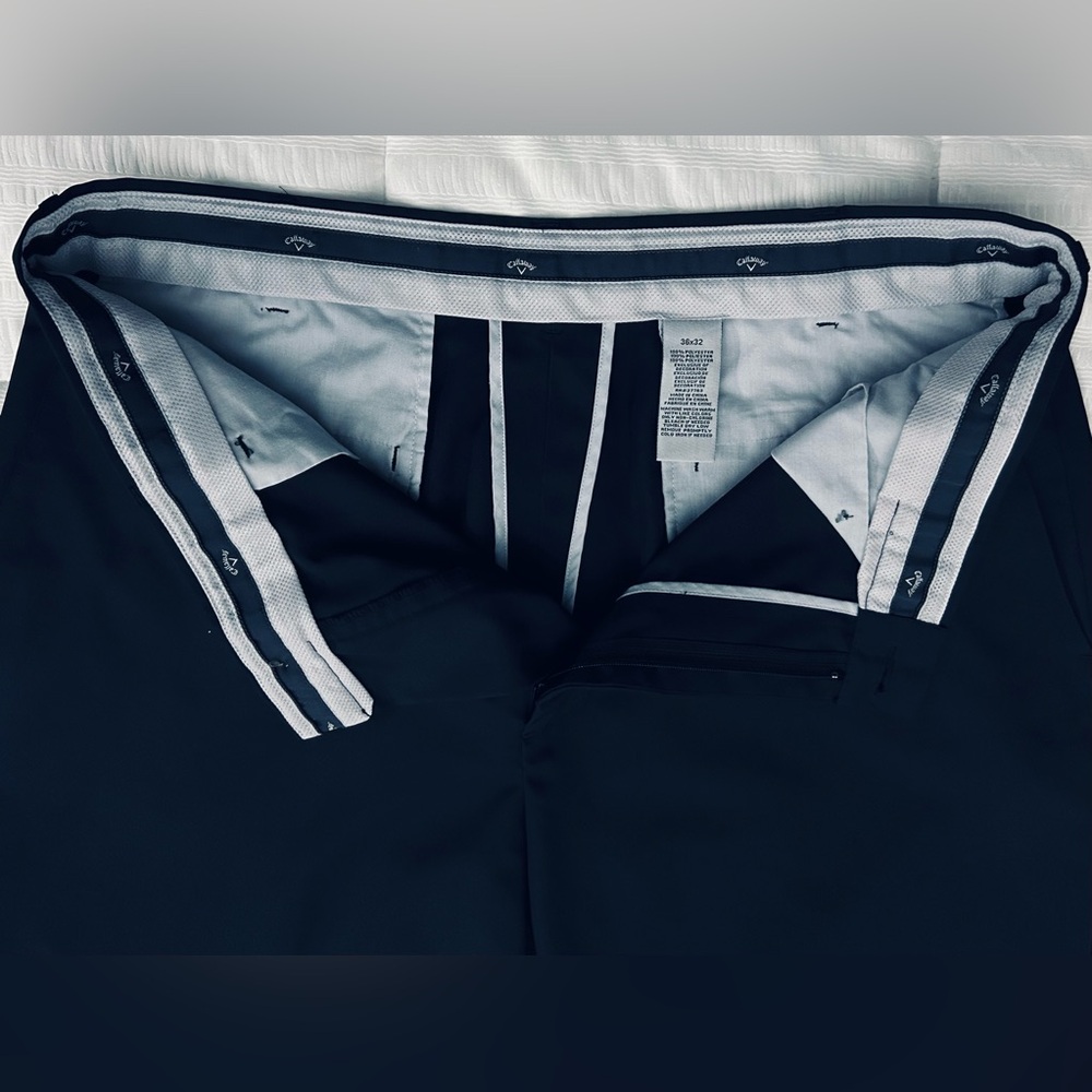 Callaway Men’s Dark Navy Flat Front Classic Golf Pants•36”x32”•Quick Dry - Picture 7 of 9